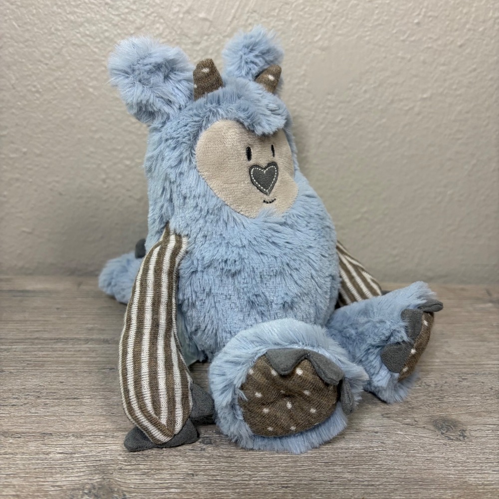 Demdaco Growl Pal Plush Blue Monster Striped Arms Polka Dot Paws 7 Inch